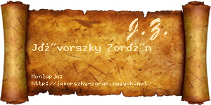 Jávorszky Zorán névjegykártya